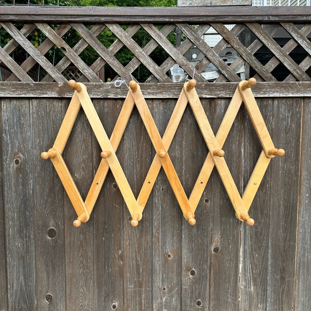 Vintage Wooden Accordion Peg Holder  | Scandinavian Vintage Bohemian Interior